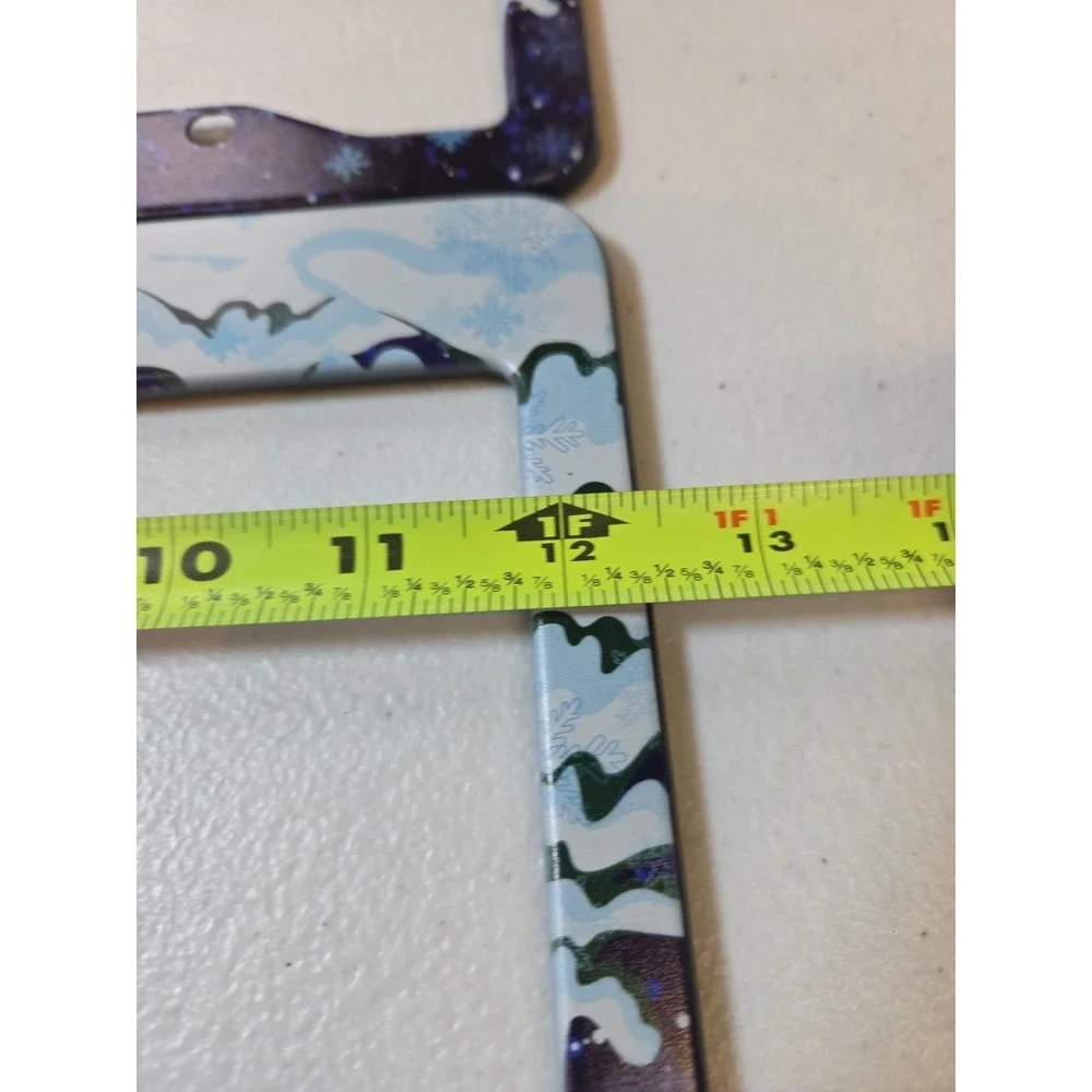 2 Decorative License Plate Frames Winter Snowflake Mountains + Hardware Set‎